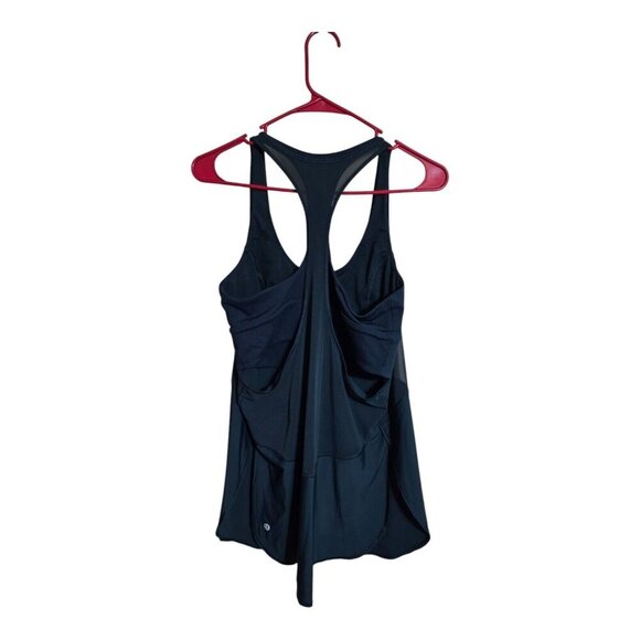 Lululemon Top Women 10 Blue Twist Around Tank Light Support C/D Cup Mesh W1AIDS - Picture 2 of 7